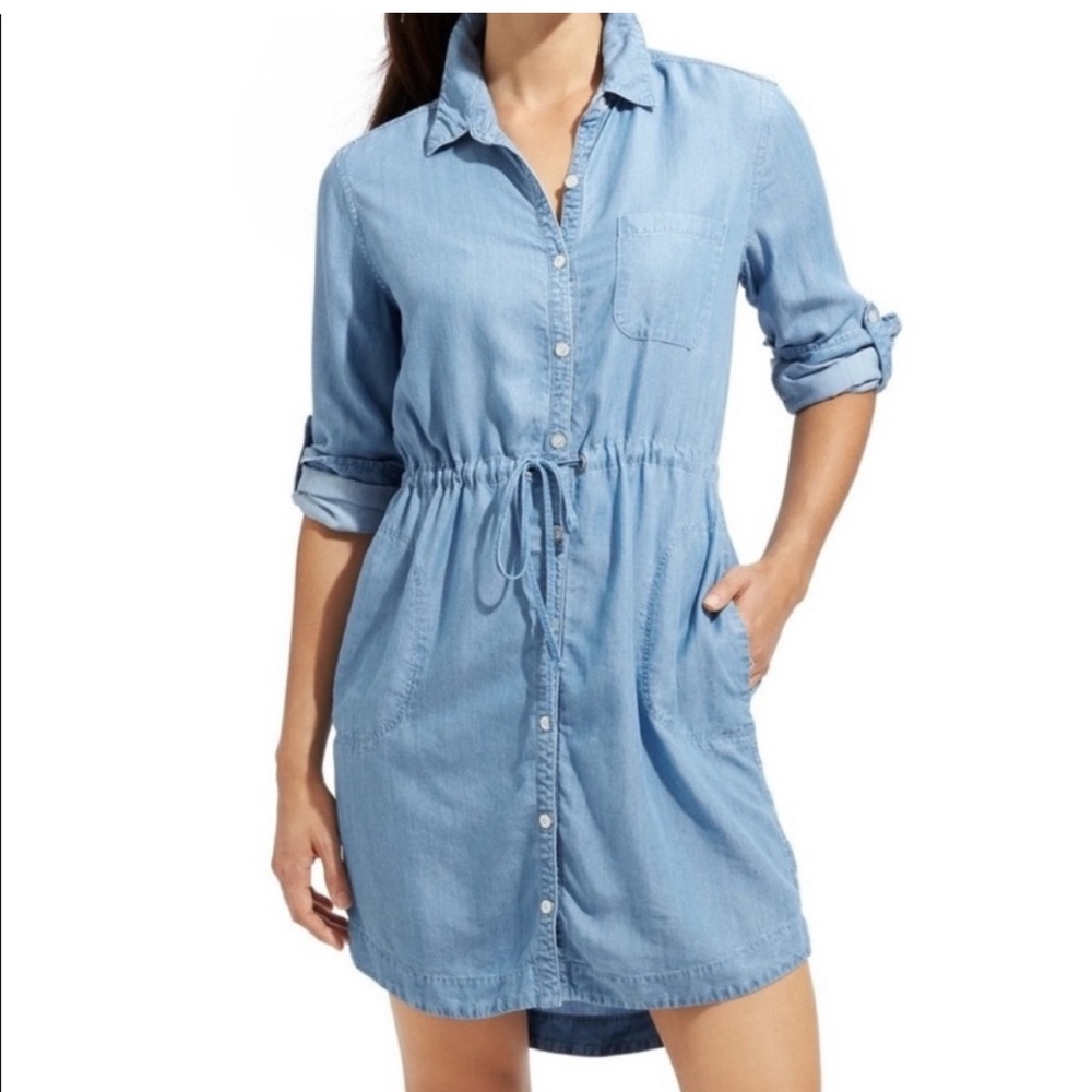 Athleta Candid Light Blue Denim Shirt Dress - Picture 2 of 4